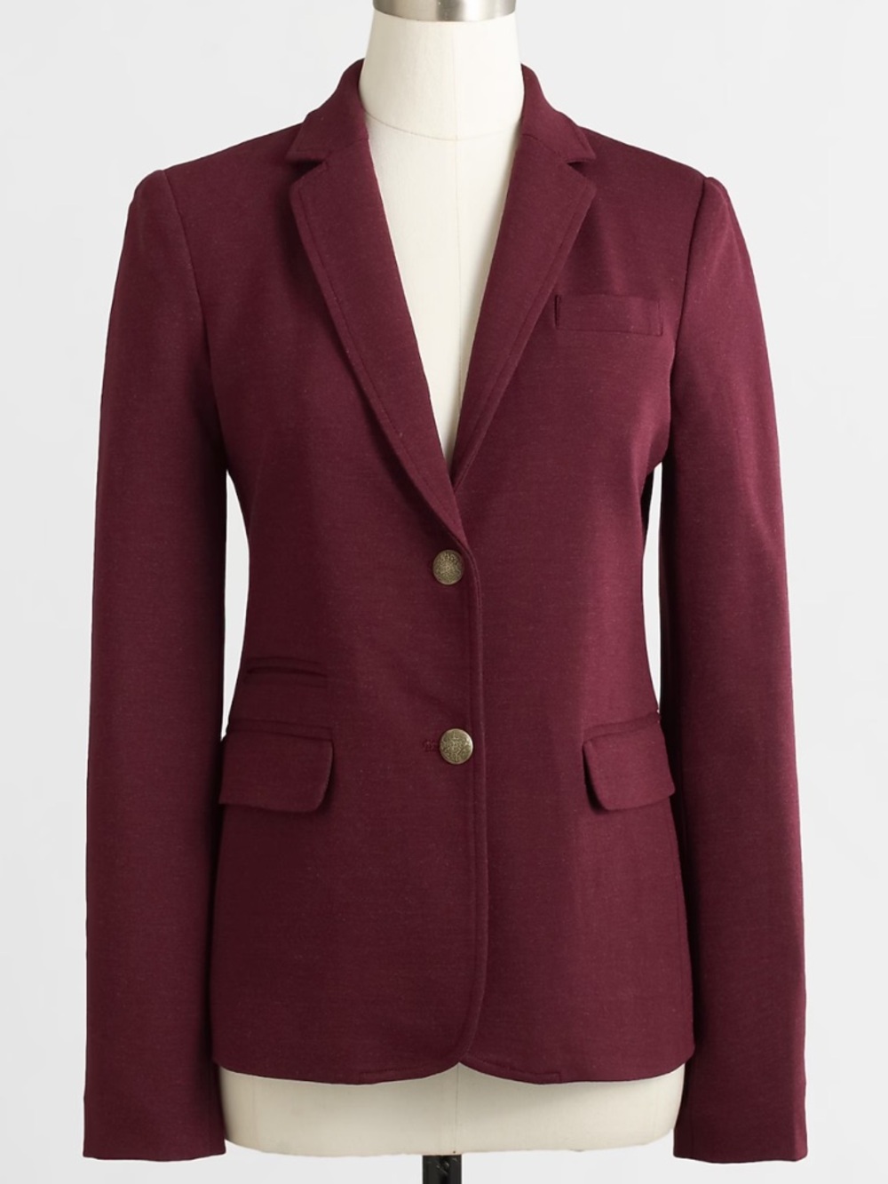 J.Crew‎ Factory Maroon/Wine Stretch Knit Blazer Preppy Structured Women's 2